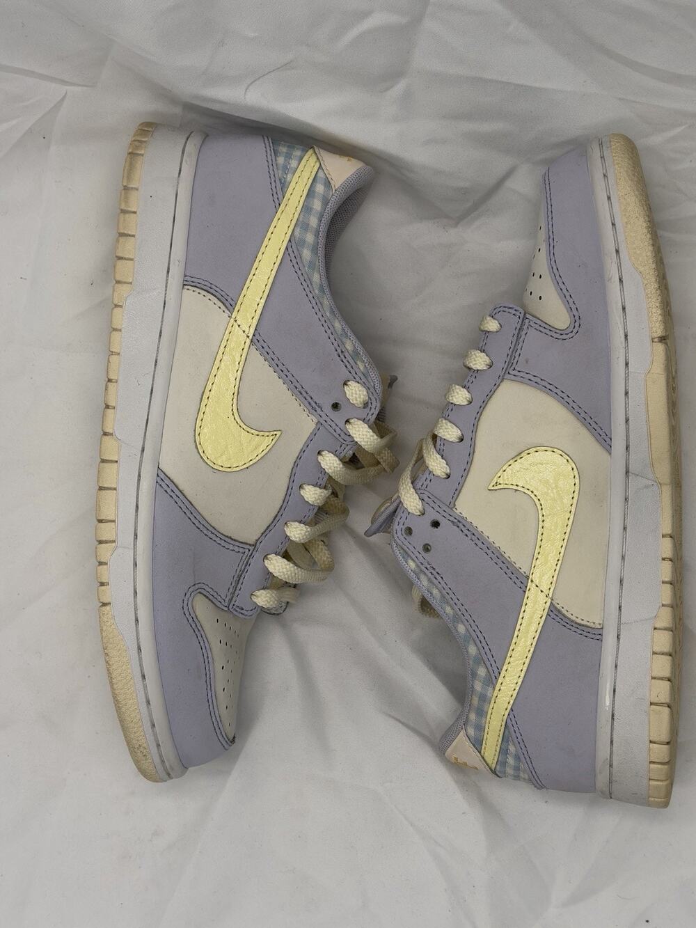 Nike Dunk Low SE GS Easter Purple Yellow Plaid Youth 6.5Y